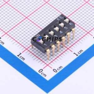 DSIC06LHGET DIP Switch Switch Flat Toggle, Raised Type Single Pole Single Throw 6 PC Pin - Product Image 1