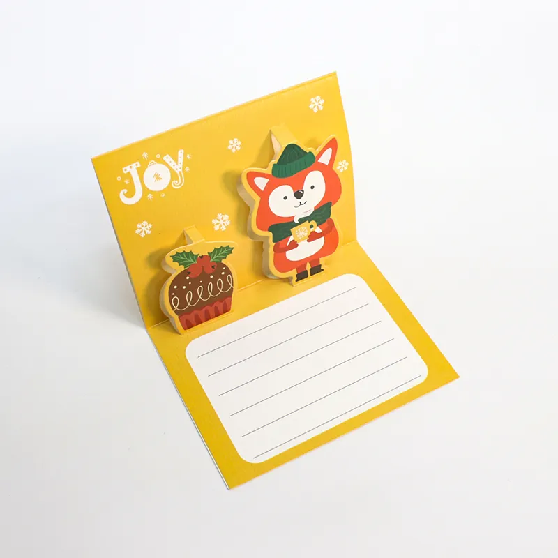 कार्टून क्रिसमस कार्ड 3 डी हस्तनिर्मित ग्रीटिंग कार्ड के लिए नोट लिफाफे और स्टिकर सील के साथ फ्रेंडली कार्ड