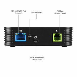 Adaptateur téléphonique analogique ATA à port unique Grandstream HT801, passerelle VoIP SIP, voix HD, configuration automatique FXS - Product Image 2
