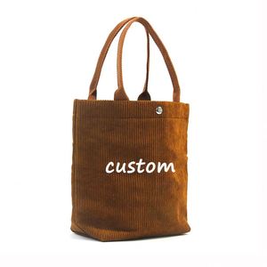 Bolsos de Mano de Moda de Pana con Logotipo Personalizado, Reutilizables, con Asa para Viajar, para Regalos, Compras, Bolsos de Mano para Mujer - Product Image 1