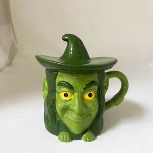 Tazas de Café de Cerámica con Diseño Creativo 3D de Fantasma Verde, Tazas de Leche de Porcelana Pintadas a Mano Personalizadas para <span class=keywords><strong>Halloween</strong></span>, <span class=keywords><strong>Taza</strong></span> de Cerámica con Tapa, OEM ODM - Product Image 1