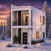 LeopadHome Kit de maison préfabriquée moderne à ossature légère en acier, villa conteneur à 2 étages, maison à structure en acier