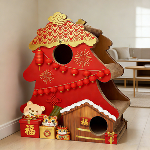 Tiragraffi per Gatti Moderno e Grande per il Nuovo Anno, Giocattolo in Cartone Ondulato ad Alta Densità, Tiragraffi Durevole per Gatti - Product Image 3