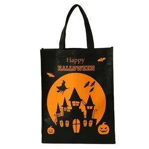 Custom Promotional Reusable Party Pumpkin Halloween Festival Halloween Gift Grocery Shopping Non Woven Bags