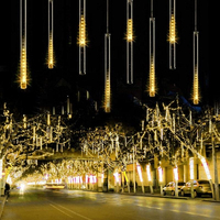 Guirlande lumineuse suspendue effet pluie de météores 8 tubes 50cm 288 LED, blanc chaud, IP65, intérieur/extérieur, basse tension