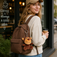 Porte-clés singe en peluche Zaves mignon, écologique, durable, doux, breloque pour sac à dos, sac à main, clés de voiture, marron