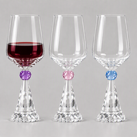 Gobelet à vin de luxe en cristal facetté, directement de l'usine, avec pied orné de strass colorés, idéal pour les fêtes