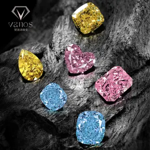 Berlian warna mewah 0.5-2 karat VVS1 kuning biru merah muda berlian CVD HPHT Lab berlian tumbuh