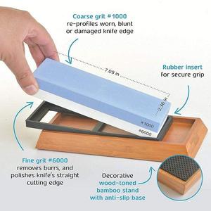 แผ่นขัดเพชรทรงสี่เหลี่ยมผืนผ้าหินลับมีดพร้อมฐานไม้ไผ่กันลื่นประเภทผลิตภัณฑ์เครื่องมือขัด - Product Image 3