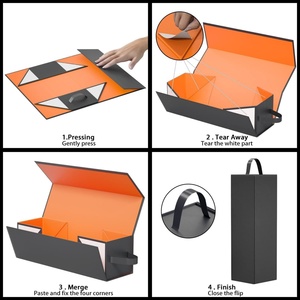 Boîte à vin pliable de luxe écologique avec fermeture magnétique et design personnalisé, vente en gros - Product Image 6
