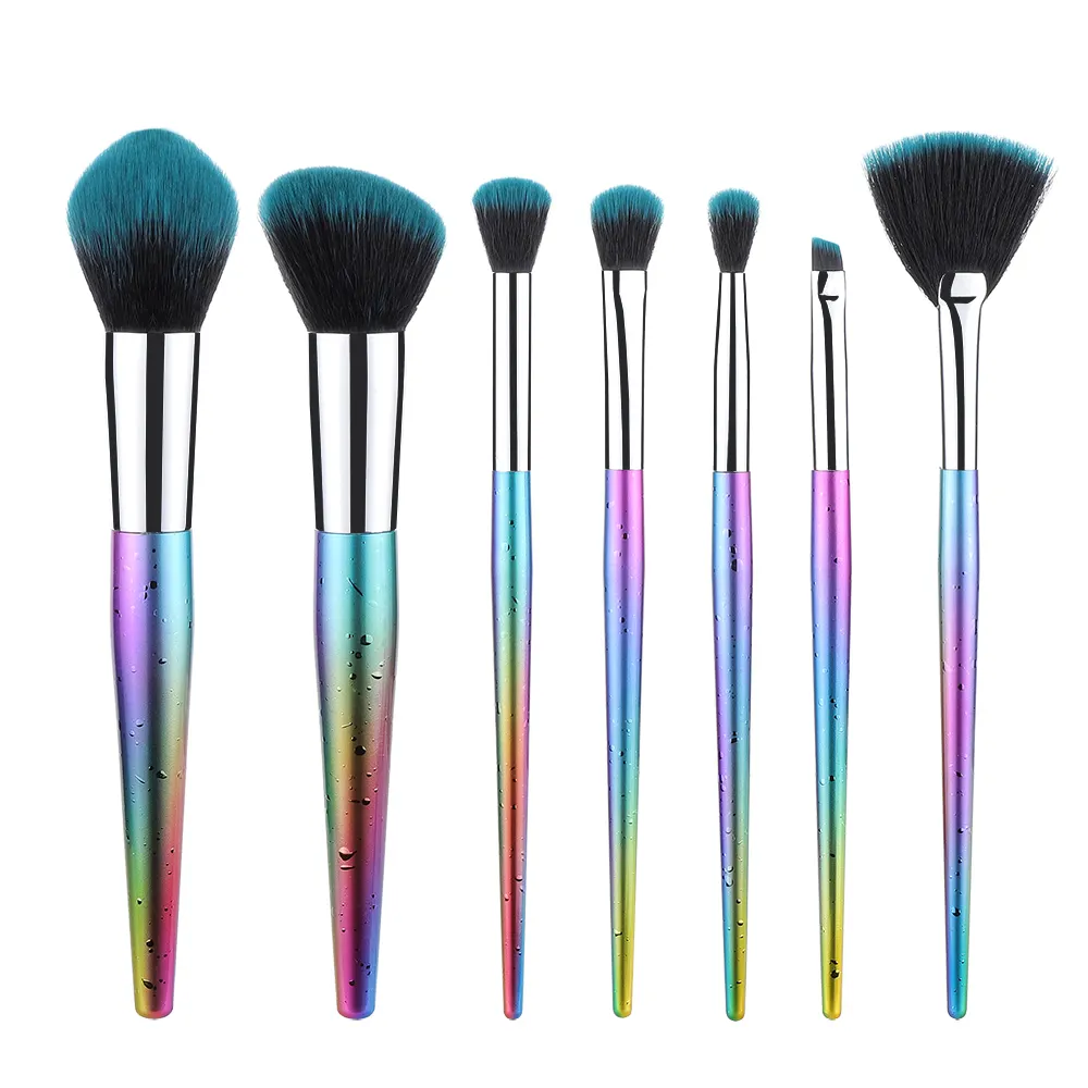 Best Makup Manufacturers Synthet Bling Colour Glitter 7 Pcs Makeup Brush Set For Makeup