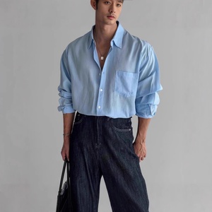 <span class=keywords><strong>Camisa</strong></span> Marrón para Hombre, Primavera, Transpirable, Mezcla de <span class=keywords><strong>Lino</strong></span>, Corte Holgado, Manga Larga, Casual, con Botones - Product Image 4