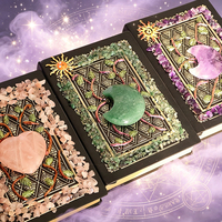 Carnet décoratif DIY en cristal naturel de haute qualité, gravé en forme de cœur, motif livre magique et lune d'amour, style art populaire, vente en gros