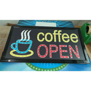 Coffee shop OPEN LED billboard signboard indoor hanging display store window directional <b>sign</b> entrance decorative <b>light</b> Custom - Product Image 1