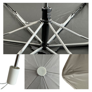 Parapluie pliant anti-rebond à ouverture manuelle, coins arrondis, léger, protection UV, couleur unie pour le soleil - Product Image 6