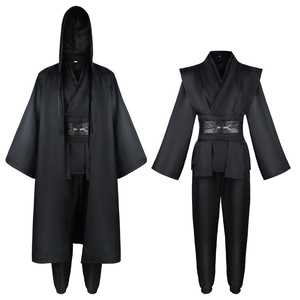 Costume de cosplay Jedi pour femmes Star Wars, robe à capuche marron et noire avec ceinture pour Halloween, jeu de rôle anime - Product Image 2