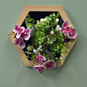 Modern Hexagonal Wooden Artificial Flower Wall <b>Frame</b> <b>30x30</b> cm (AFF-<b>Frame</b>-7) - Product Image 3