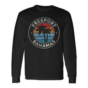 Freeport Bahamas - Camiseta vintage retro de manga larga con diseño de palmera estilo años 70 - Product Image 1