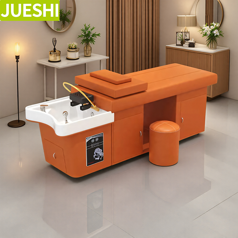 Lit en cuir orange de lavage de tête d'hydrothérapie