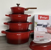 Lot de 10 ustensiles de cuisine en granit, antiadhésifs, en aluminium forgé, casseroles et poêles de 32 cm, batterie de cuisine de haute qualité