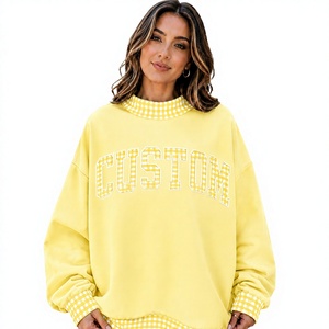 Suéter Ligero Amarillo para Mujer, Cuello Alto, Poliéster/Algodón, Sin Forro, Casual/Uso Diario, Cuello Sólido, Logotipo Frontal Bordado, Invierno - Product Image 1