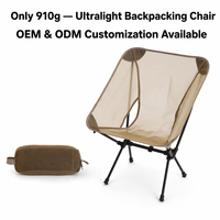 Chaise pliante en aluminium 7075 ultra-légère de 910 g, durable et portable, idéale pour la randonnée, le camping, la pêche, les pique-niques, la plage
