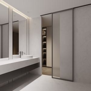 <span class=keywords><strong>Porte</strong></span> <span class=keywords><strong>coulissante</strong></span> en verre de style minimaliste moderne avec rail invisible Rail suspendu pour décoration intérieure et commerciale - Product Image 3