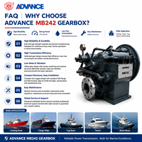 Precio de Fábrica, Caja de Cambios Marina Advance FADA MB242, Control Hidráulico, Eléctrico y Neumático para Motor Marino, Certificación CCS