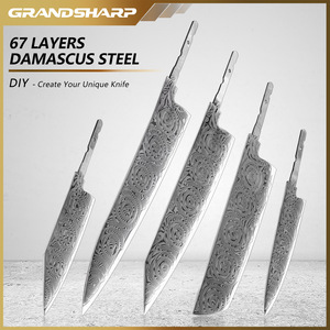 Kit de fabrication de couteau de chef DIY en acier Damas 67 couches pour Dropshipping Shopify, avec lame pleine longueur, projet de forgeage semi-fini - Product Image 4