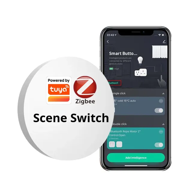 Tuya Smart Zigbee Emergency Button Smart Home Hotel Scenario Linkage One-Touch Switch App Remote Control 10dBm Battery Operated