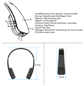 <span class=keywords><strong>Bluetooth</strong></span> Over Ear Tai Nghe Với Xây Dựng-Trong Mic Stereo Có Dây Tai Nghe Tai Nghe Cho iPhone - Product Image 6