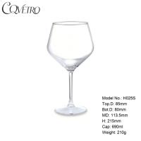 Verre à vin rouge haut de gamme 690 ml OEM ODM, design moderne, durable, en verre sodocalcique, transparent, personnalisable, vente chaude, prix abordable