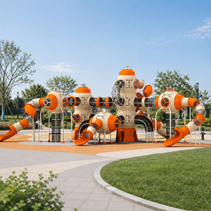 Ensemble <span class=keywords><strong>de</strong></span> <span class=keywords><strong>jeux</strong></span> d'extérieur pour enfants, toboggan combiné avec pont à double toboggan, qualité commerciale pour parcs - Product Image 1