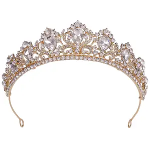 Tiara para cabelo, acessório da moda para casamento, tiara com cristais, com coroa