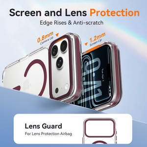 <span class=keywords><strong>Coque</strong></span> de protection antichoc transparente magnétique en métal cerise foncé de haute qualité avec cadre d'objectif pour iPhone 18 17 Pro Max - Product Image 5