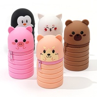 Étui à crayons pliable en silicone en forme d'animal, porte-crayons de dessin animé et sac/pochette de papeterie pour enfants et adolescents, sac à crayons de rangement