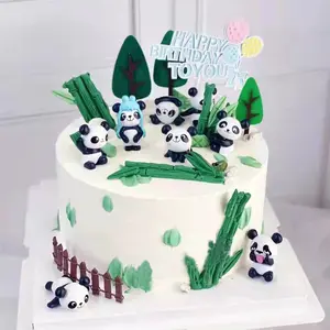 8 шт однотонные милые животные панда торт фигурки жениха и невесты; Украшения в виде панды торт топпера, для вечеринок
