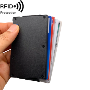 Hightop tùy chỉnh đầy màu sắc tối giản RFID Mens Wallet Front Pocket RFID chặn nhôm kim loại chủ thẻ với tiền Clip - Product Image 1