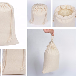 Sacchetti personalizzati in cotone con coulisse borsa riutilizzabile Eco Friendly in bianco piccola borsa con coulisse in cotone organico con Logo - Product Image 2