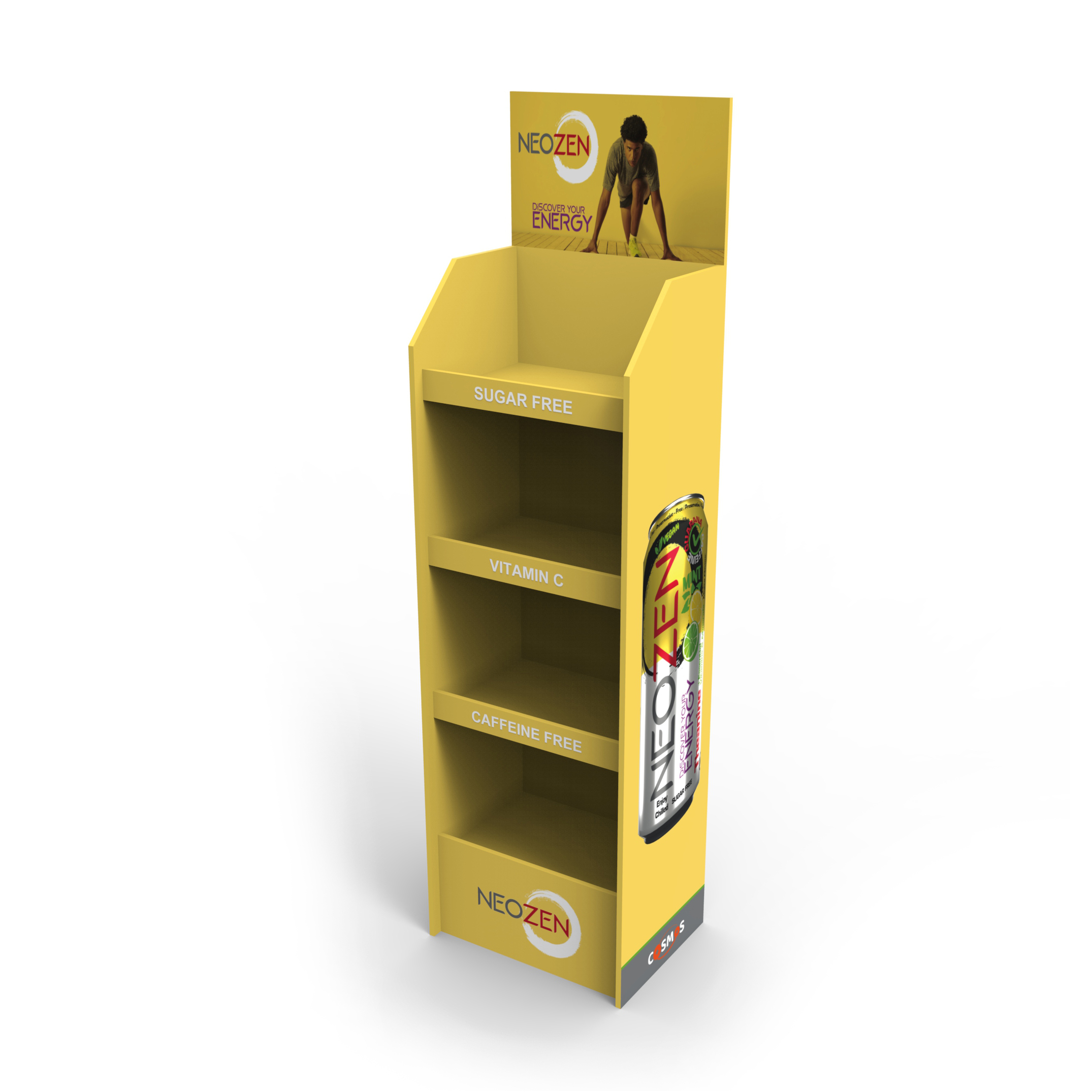 High Capacity Cardboard Drink Bottle Display Stand with Plug-in Shelves for Beverages — view 2