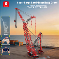 Reobrix 22028 7477PCS RC Super Large SK6000 Grue Modèle de Construction en Briques Jouet Technique en Plastique Cadeau de Festival Moderne