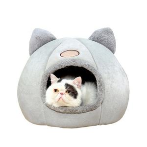 Кровать в пещере для кошек, полузакрытая Удобная кошачья кровать с нескользящим дном, складная спальная кровать для домашних животных - Product Image 1