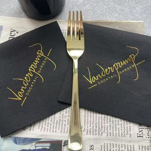 Servilletas de cóctel Airlaid negras de lámina dorada, servilletas de papel de lino de lujo de 10 "x 10", toallas suaves para cena, restaurante, fiesta de boda - Product Image 5