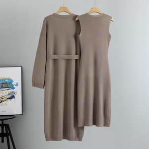 Ensemble pull tricoté pour femme : Cardigan long et robe sans manches, tenue deux pièces, mode printemps 2026, vêtements décontractés - Product Image 3