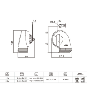 2018-2022 pour Honda ACCORD OEM klaxon de voiture 38100-TVA-H51 38150-TVA-H51 haut-parleur unique ABS fer sirène capot modèle 2 voies - Product Image 3