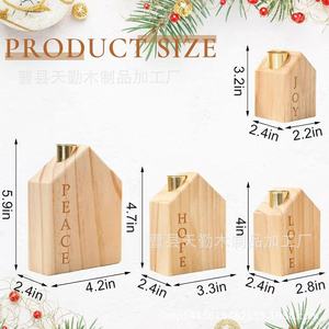 Base de candelabro de madera creativa con forma de casita, un artículo decorativo para crear un ambiente festivo navideño. - Product Image 5
