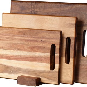 Ensemble de 3 planches à découper en bois d'acacia épais, ustensiles de cuisine avec poignées <span class=keywords><strong>et</strong></span> logo, grande planche à découper en bois - Product Image 4