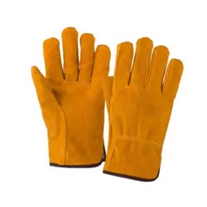 GL1024 Guantes de seguridad de cuero de vaca natural para hombre Guante de mano de trabajo de conducción de conductor de camión