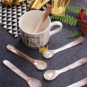 Nouvelle version 12,5x2cm Cuillères à caviar modernes écologiques en nacre Livraison rapide Ensemble de cuillères à caviar de luxe pour la crème glacée et le café - Product Image 6