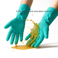 Gants de protection industriels résistants à la chaleur, doublés de flocage, résistants aux produits chimiques, résistants à l'huile, imperméables, en nitrile bleu, OEM